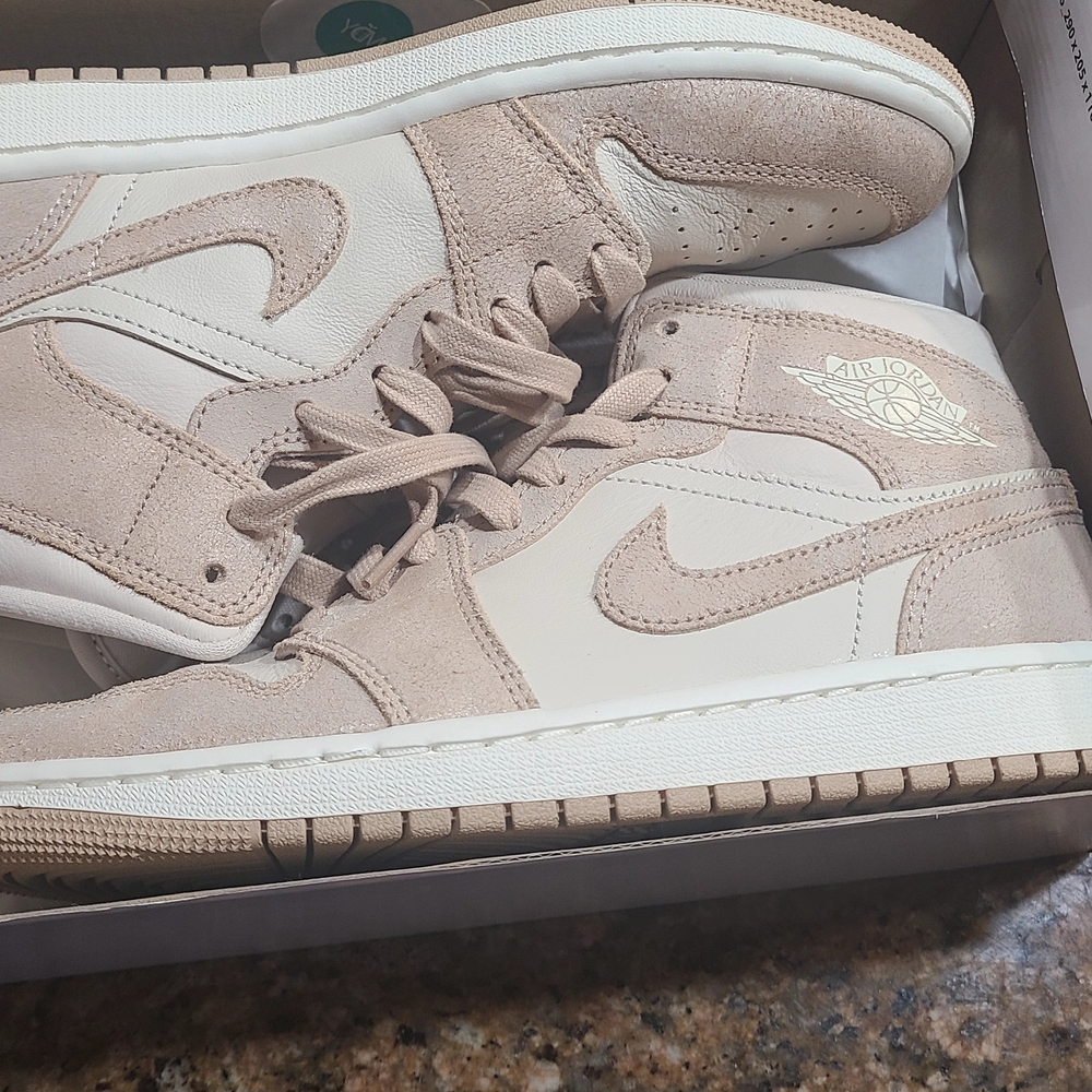 Air Jordan High-Top Sneakers in Cream and Tan
